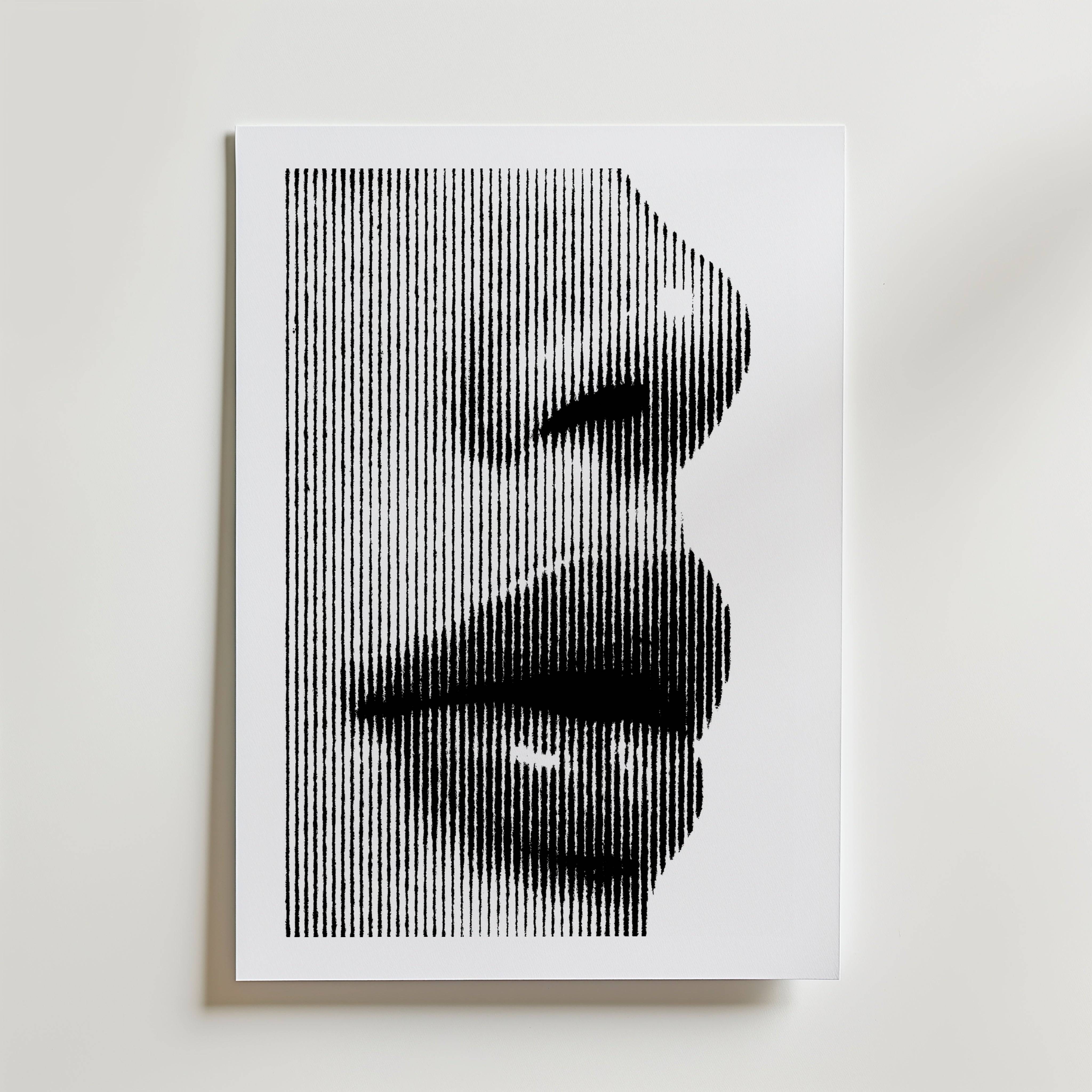 Line Portrait Poster - Fine Art Poster 30x40 cm Med passepartout