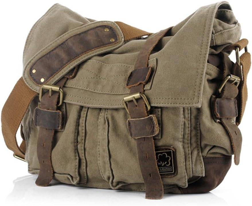 RetroCarry-väska – Vintage Canvas Axeltas för Laptops - XL - 42 cm (L) x 12 cm (H) x 34 cm (B) - 17.3" laptop