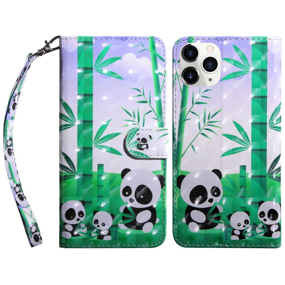 iPhone 13 mini - Läderfodral / plånbok - Tryckt design - Panda
