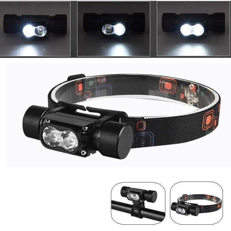 Bärbar pannlampa med 5 ljuslägen, bärbara cykellampor, COB LED-ficklampa, USB-uppladdningsbar pannlampa, pannlampa