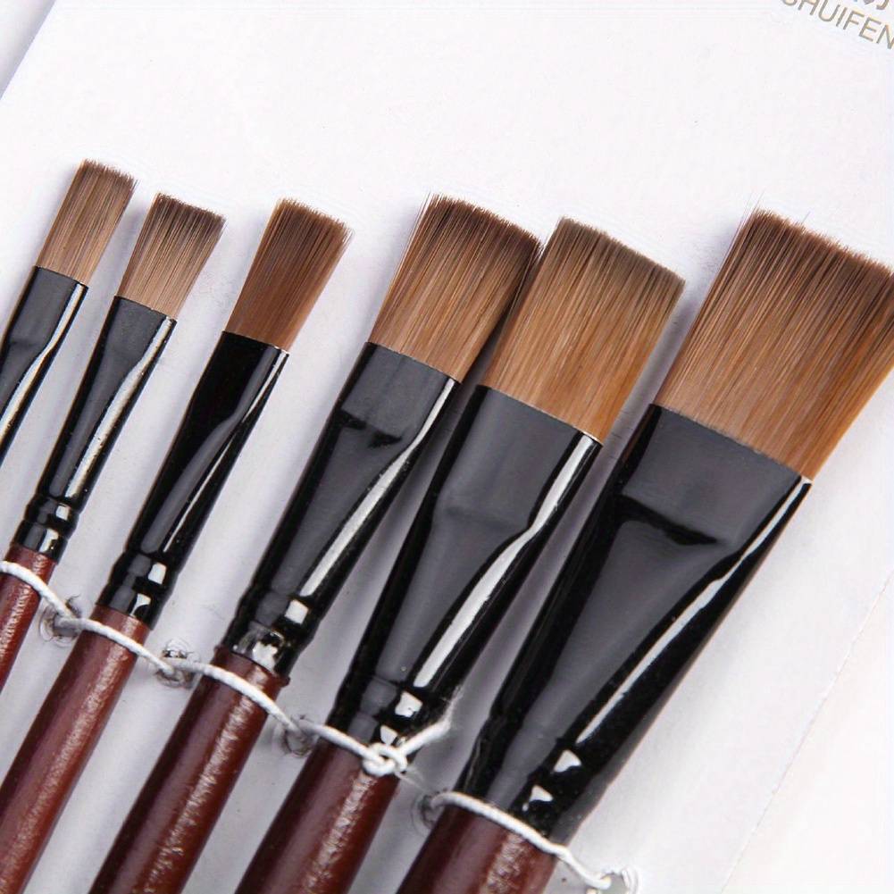TEMU 6pcs Set - Bristles For , Oil & Watercolor Painting - Art Supplies Kit