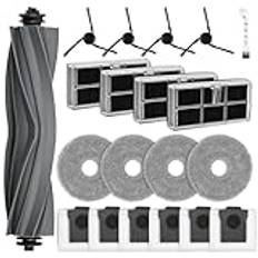 NIXOOT 20 stycken tillbehörssats för Dreame X40 Ultra Complete/X40 Master / L40 Ultra dammsugare, reservdelar 1 huvudborste 6 dammpåsar 4 torkdynor 4 aktivt kolfilter 4 sidoborste 1