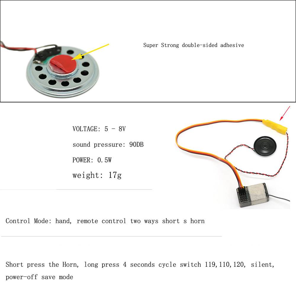 HOT RC Car Horn Sound Simulator Speakers Sound Group for 1/10 1/8 RC Car Axial SCX10 Traxxas TRX4 D90 YIKONG Upgrade Parts