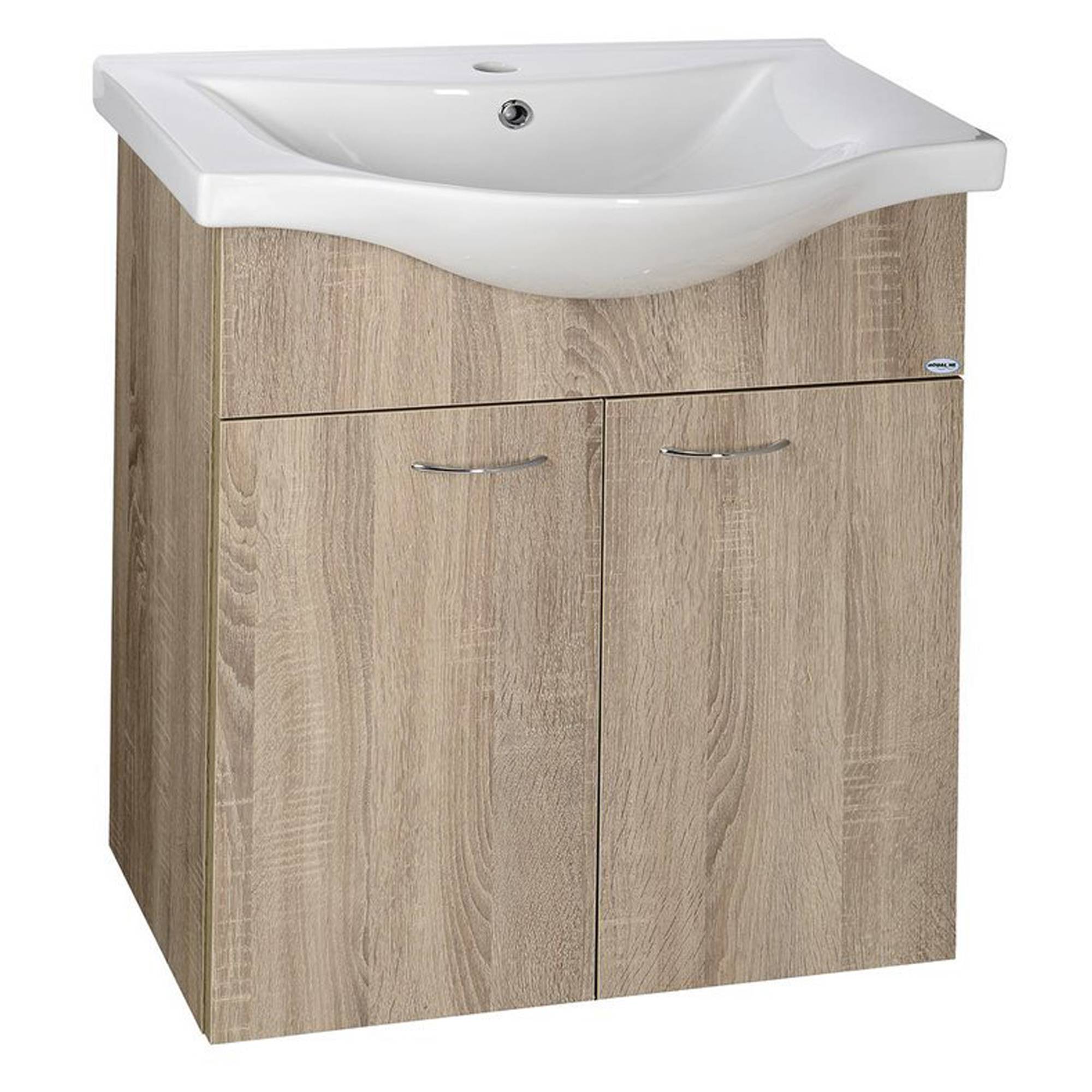Badrumskommod Evin Platin Ek Matt 65 cm med Handfat Vit