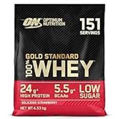 Optimum Nutrition ON Gold Standard Whey proteinpulver, proteinpulver för muskelbyggande, naturligt innehållande BCAA och glutamin, vaniljglass, 151 portioner, 4,53 g, förpackningen kan variera