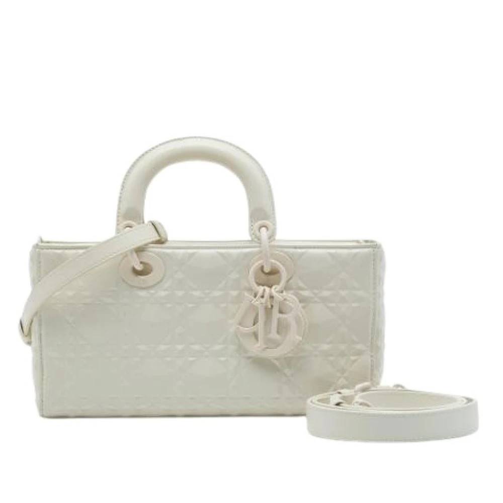 Dior Vintage Pre-owned Quilted Satchel - Vintage - Dame - Hvid - ONE SIZE - Uld