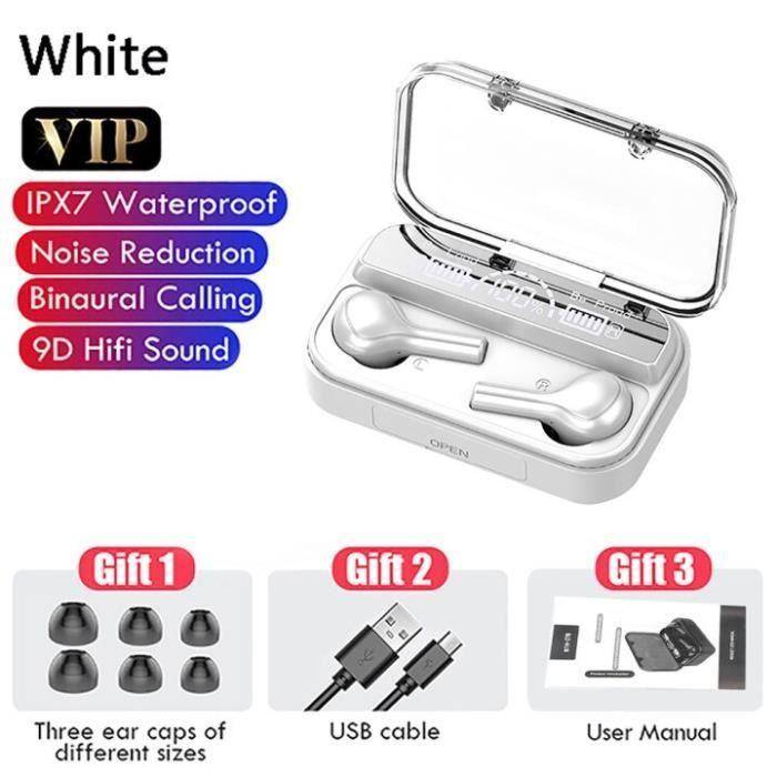 Écouteurs sans fil Bluetooth 278 TWS 5.0, oreillettes stéréo 9D pour sport, étanches, avec micro, boîte de charge [83B4467]