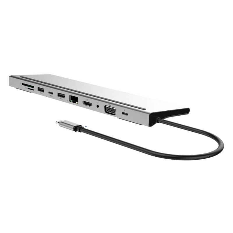 11 in 1 usb splitter multi 11 portar typ c hub to 3.0 usb hdmi rj45 usb hub vga för