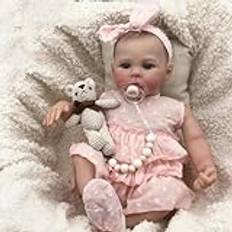Lonian 18 tum 45 cm Reborn Baby Docka med Realistisk Docka Mysig Kropp (rosa)