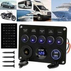 Vattentät marin båt led 5 vippströmbrytare usb voltmeter eluttag panel bil elektriska tillbehör