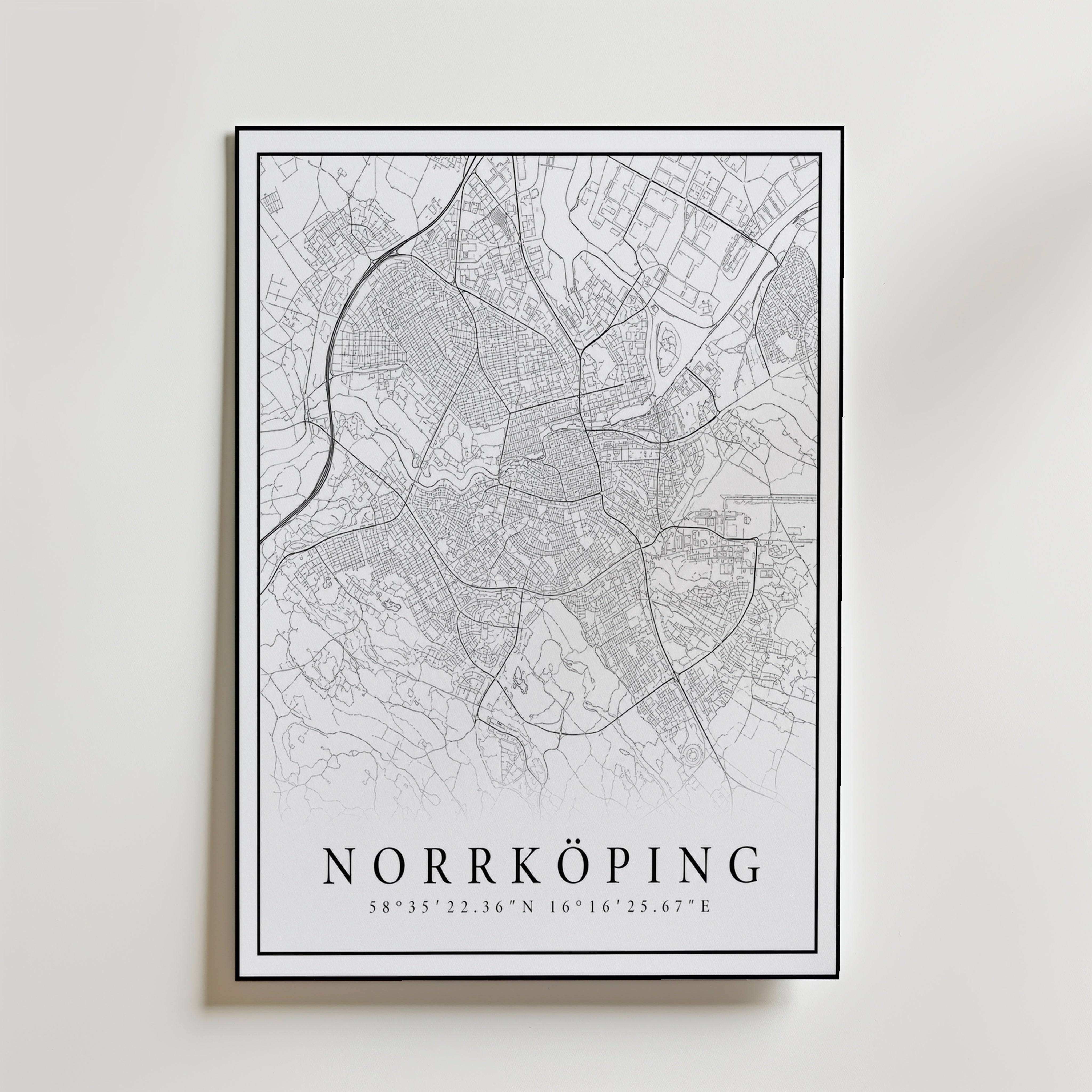 Norrk�ping Karta Poster - Premium Canvas 30x40 cm