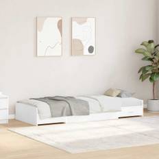 vidaXL Seng med opbevaring Hvid 100 x 200 cm Konstrueret træ