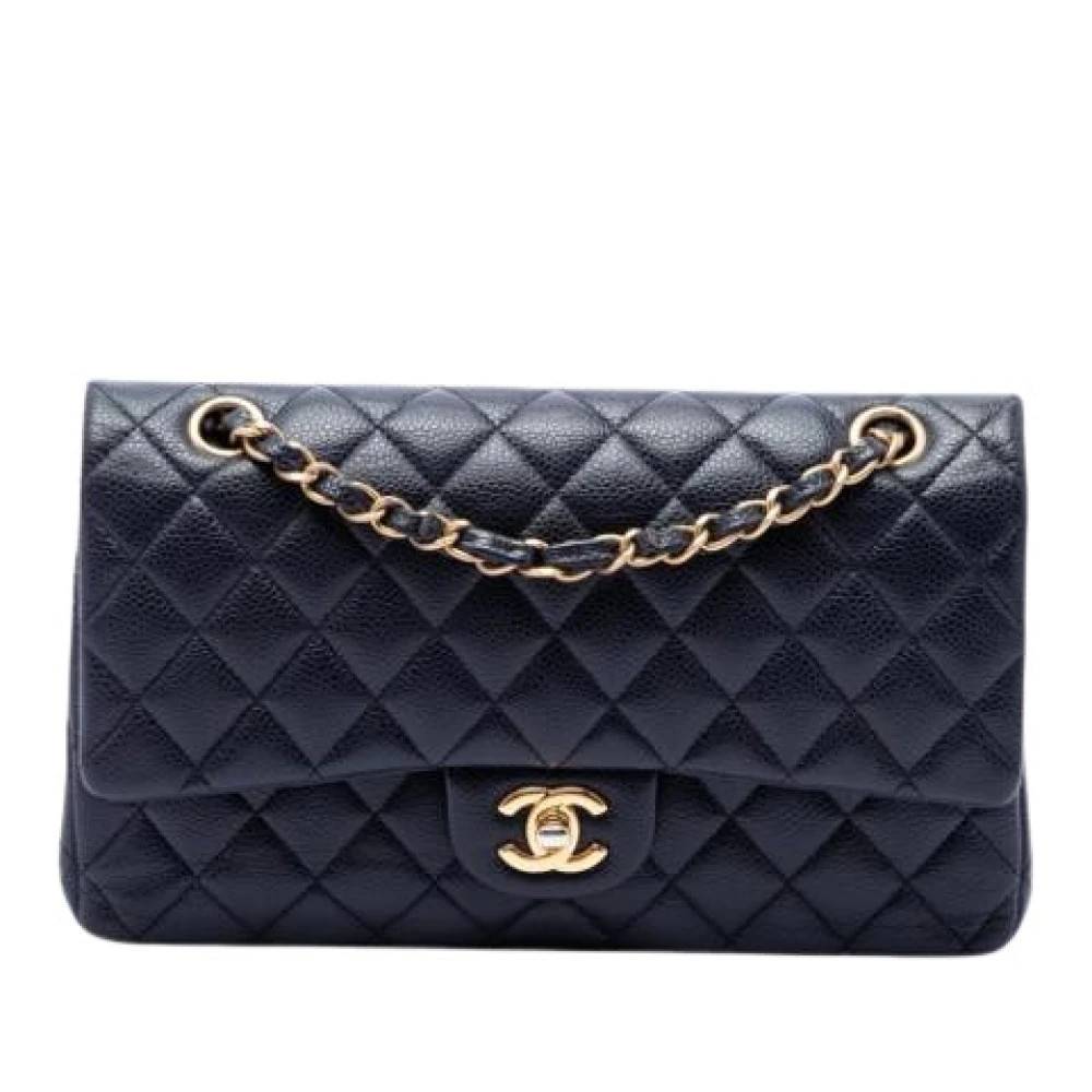 Chanel Vintage Pre-owned Classic Double Flap Skuldertaske - Vintage - Dame - Blå - ONE SIZE - Uld
