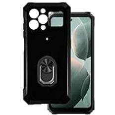 MILEGOO för Blackview BL8000 5G ultratunt telefonfodral + ringhållare stativfäste, gelpudding mjuk silikontelefon för Blackview BL8000 5G 6,7 tum (BlackRing-B)