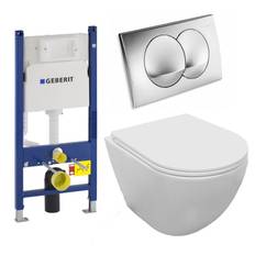 Komplet toiletpakke med hvid vægtoilet, toiletsæde med softclose og cisterne