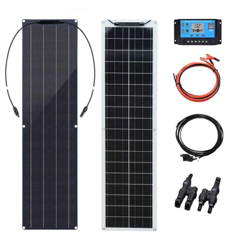 WUZECK Flexible Solar Panel Kit 50 Watt PV Module 100 Watt 12V 24V Solar Cable Cell Home Outdoor Car Boat Battery Camping Trip