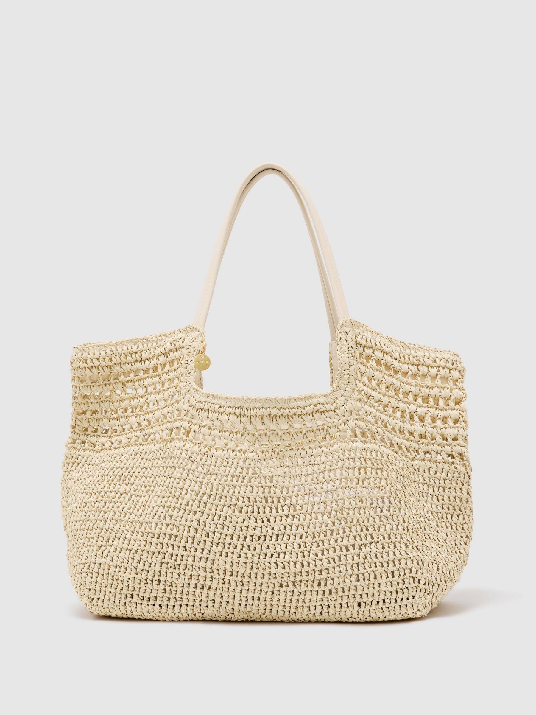 Reiss Reiss Natural Evelyn Raffia-Effect Cut-Out Tote Bag