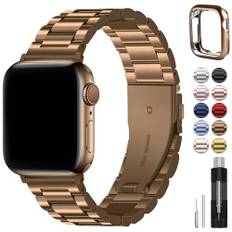 Fullmosa Kompatibel mit Apple Watch Armband 41mm 40mm 38mm Damen Herren, Metallarmband Edelstahl Bands für iwatch SE Series 9 8 7 6 5 4 3 2 1, Gold-Kaffee