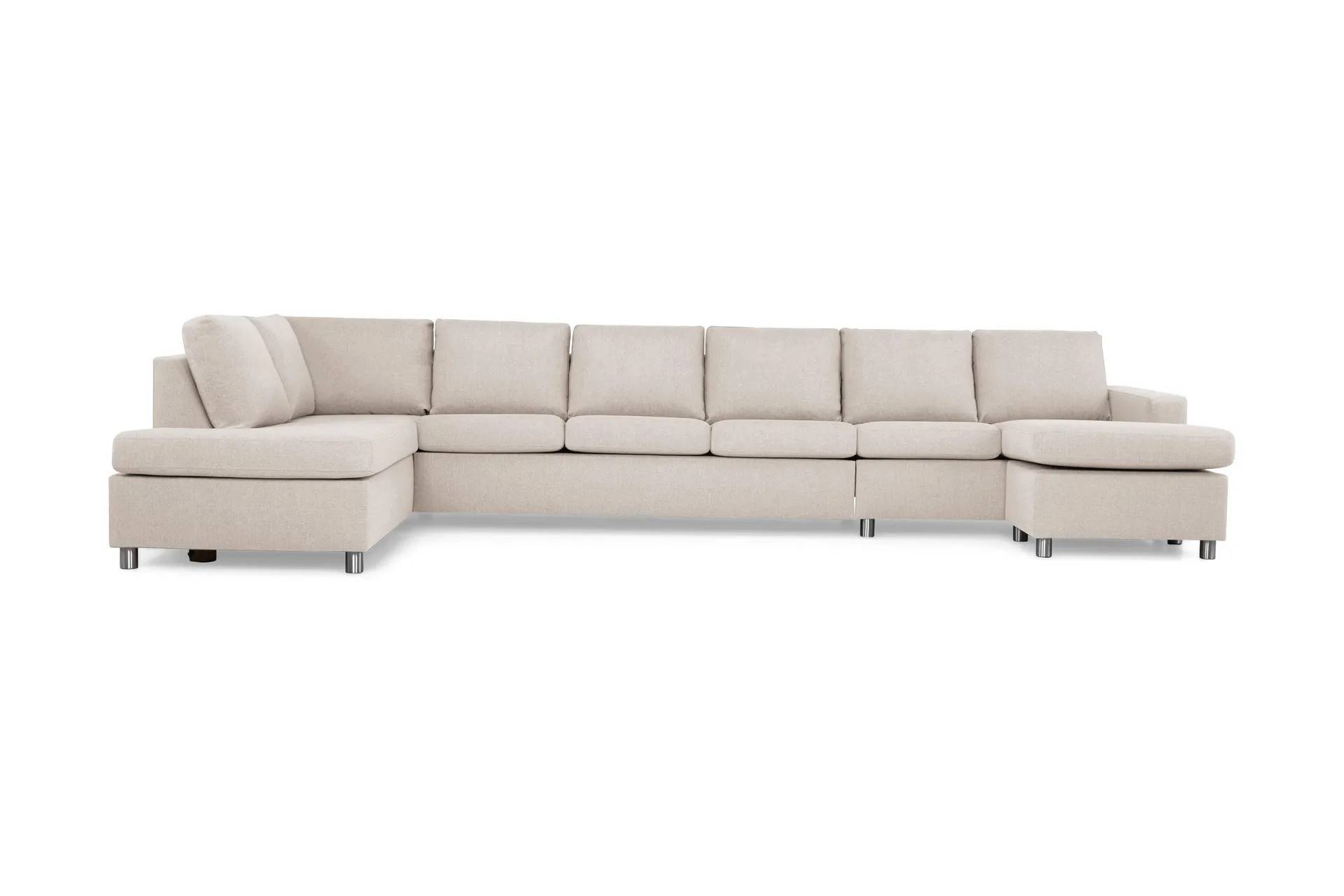 Crazy 6-sits Vänstervänd U-formad XX-Large Soffa med Divan och Schäslong i Tyg - Beige U-soffa Beige,Grå Basic Home