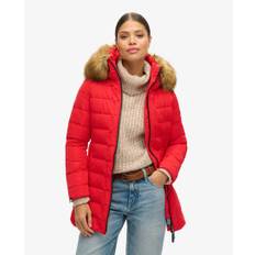 Superdry Damen Extralanger Arctic Steppmantel Rot - Größe: 38