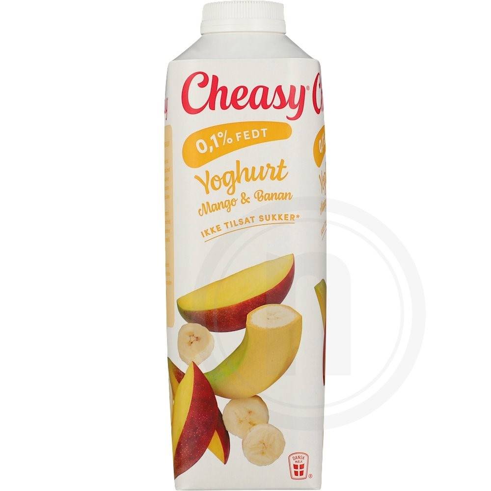 Yoghurt m. mango og banan 0,1% fra Cheasy – Leveret med nemlig.com