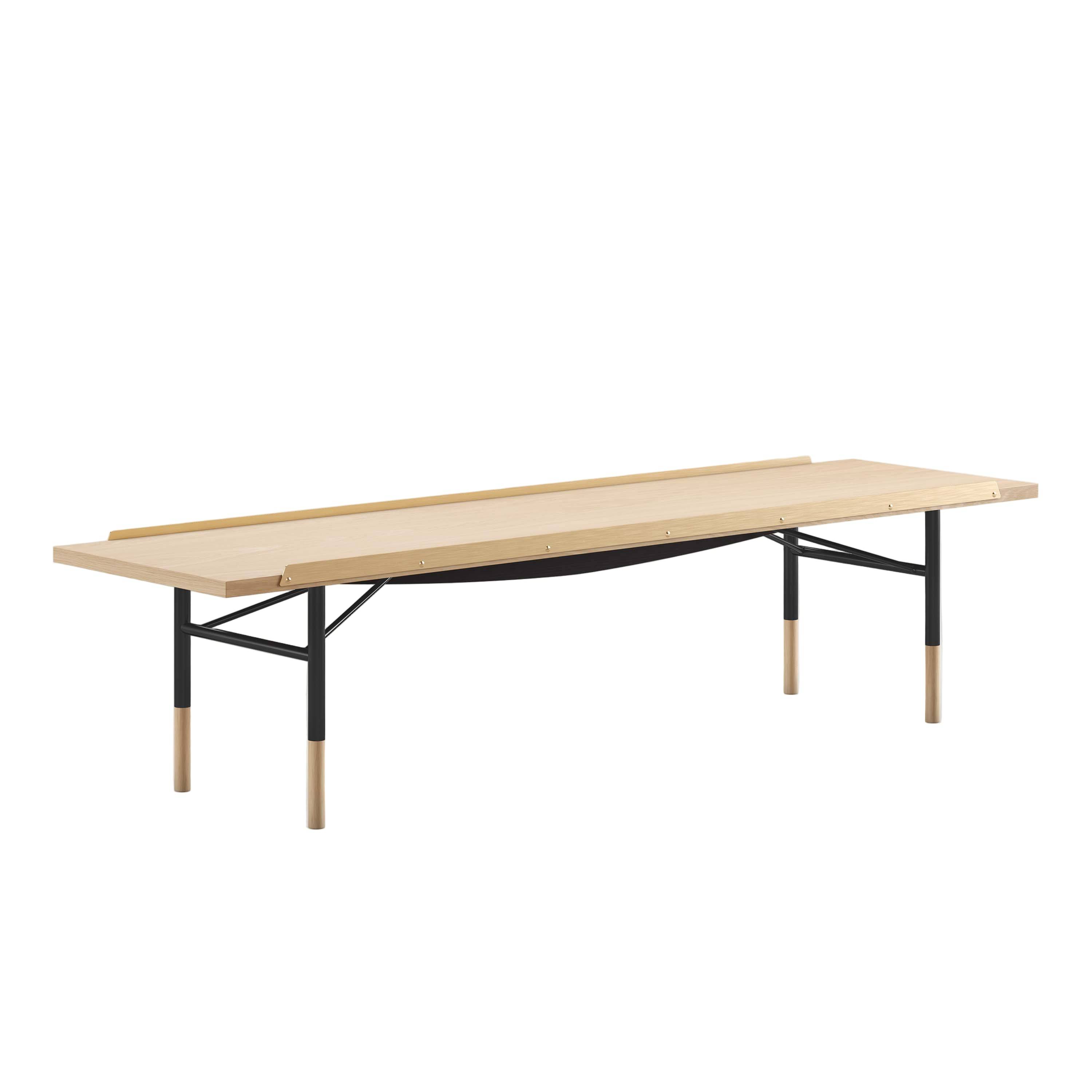 Bordbænk, sort stel af Finn Juhl Eg klar olie / 225cm - Jacobsen Plus