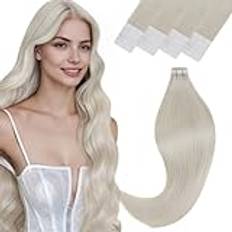 Vivien Blond Extensions äkta hår tejp i Remy Tape Extensions äkta hår slätt förlängningar tejp äkta hår hårförlängningar platinablond #60 40 cm 50 g, 20 st