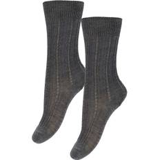 FUB Strumpor - Ull - Rib - 2-pack - Dark Beige Melange - FUB - 19/21 - Strumpor