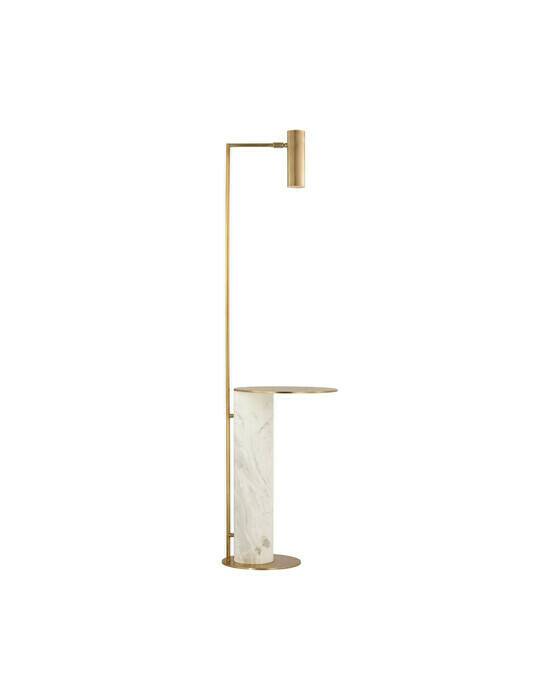 Visual Comfort Alma golvlampa m bricka antik mässing/vit (H: 137,2 x B: 33 cm)