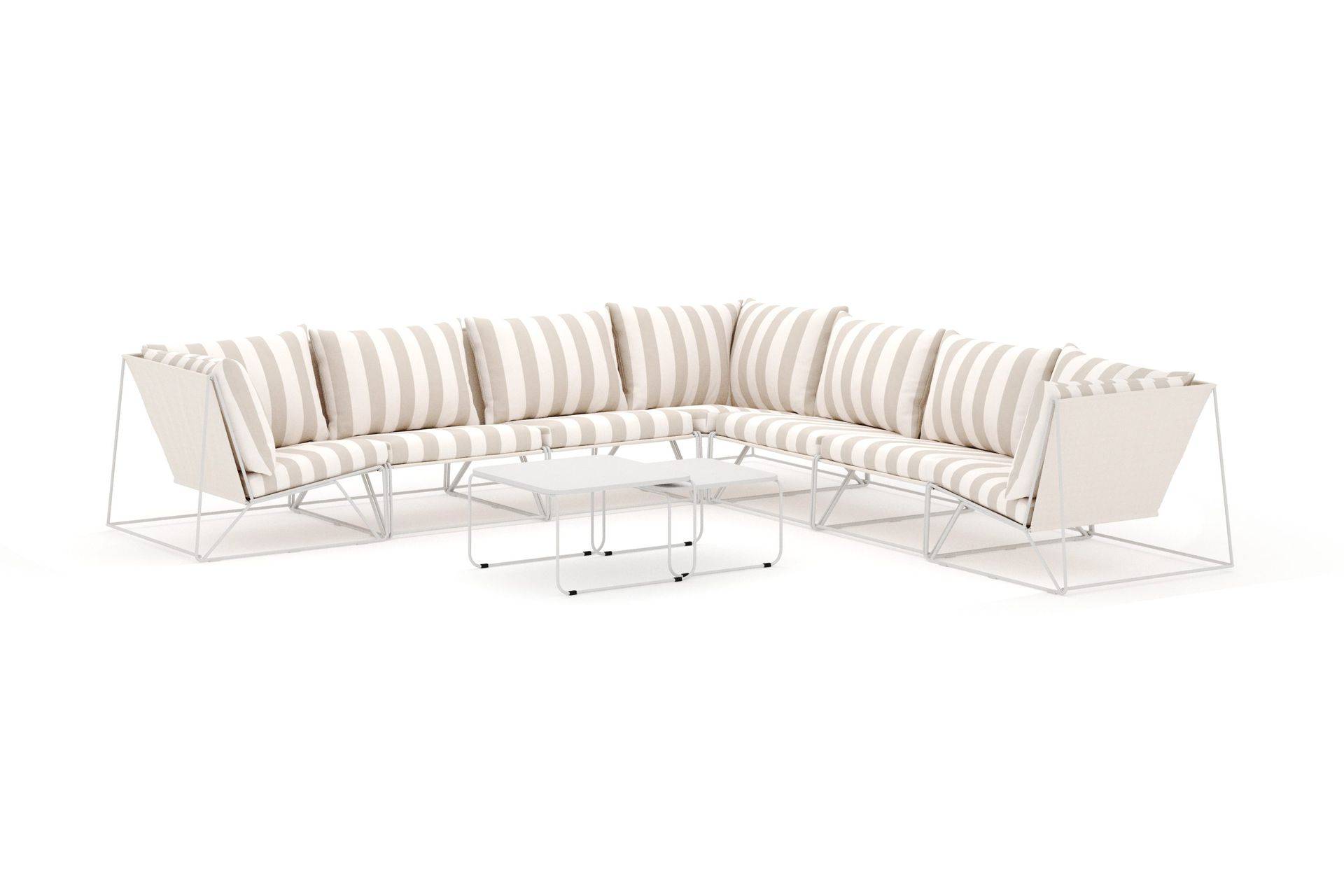 Comfort Garden Usteryd utomhus hörnsoffa 7-sits vändbar - Beige/Striped Altanmöbler