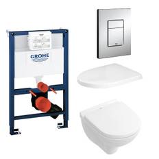 Komplet toiletpakke m/ V&B vægtoilet, toiletsæde med softclose og lav Grohe cisterne