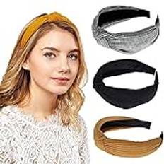 Pannband Kvinnor Mode Enfärgad Mjukt Knutet Pannband Kvinnors Hårband För Lady Turban Brett Hårband Flickor Håraccessoarer Huvudbonader Gul Svart Mörkgrå