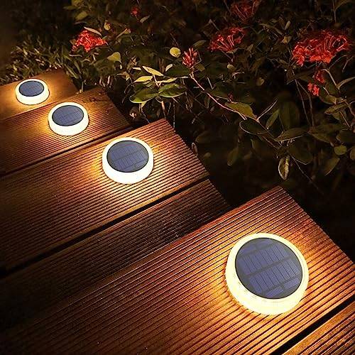 Lacasa Sollampor Utomhus Trädgård, 4 Pack Solterrasslampor Soldrivna LED-steglampor Varmvit 2700K, IP68 Vattentäta Solar Lampor Landskap Vägbelysning Auto På/Av Trädgårdslampor för Uteplats Däck