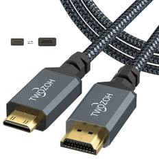 Twozoh Mini HDMI to HDMI Cable 4K 60Hz UHD Male to HDMI Male Conversion Cable Type C 1M, Mini-HDMI Cable,HDMI (HDMI Mini)