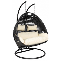 TWIN Hængestol i stål, polyrattan og polyester H195 cm - Sort/Creme