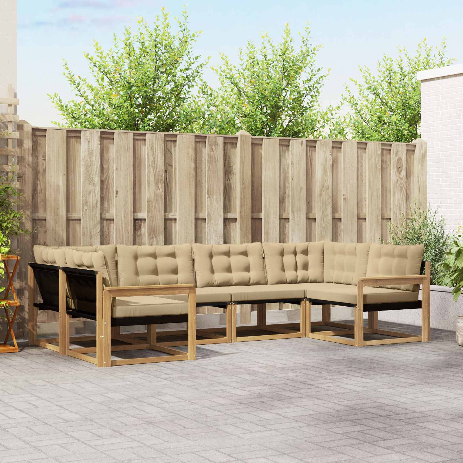 vidaXL Udendørs sofagruppe 6 stk. Hvid og Beige