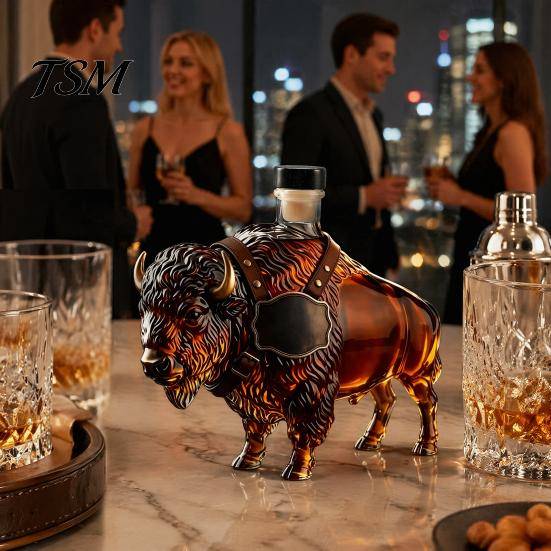 Unik Koskalle Vin Karaff Boskap Whiskey Dekanterare, 3D Skulptur, Glas Dekorativ Formad Flaska Spritbehållare, för Hembar Dekor Och Jubileum gray
