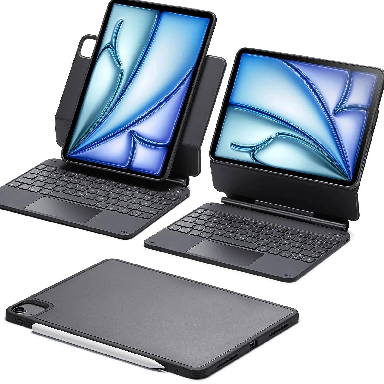 iPad Air 11" (2024) Rebound Magnetische Tastatur Hülle 360 - DE Layout-Black - DE Layout-Black