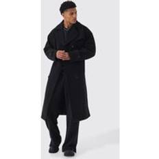 Mens Oversized Double Breasted Trench Overcoat In Black