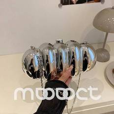1pc MDODO Solid Color Acrylic Material Evening Bag, Women's Fashion Minimalist Spiral Shaped Asymmetrical Clutch Bag With Chain Shoulder Strap, Zipper - Silver
