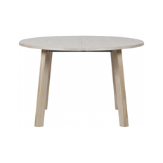 Rundt spisebord med udtræk i egetræ 120 x 120-160-200 cm - Hvidtet eg