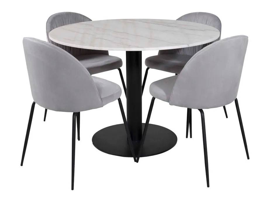 Venture Design Estelle & Wrinkles matgrupp Vit/grå 4 st stolar & bord 106 cm
