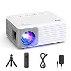 Mini Projector, AKIYO Portable Movie Projector for Outdoor, Support 1080P, ±15° Keystone, Max 120" Screen, for Kids, Young, Gift, Compatible with Smartphone, Computer, TV Stick, U Disk, Speaker