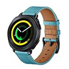 TopTen 20 mm äkta läder reserv armband armband klockarmband klockarmband kompatibelt för Samsung Gear Sport/Galaxy Watch 42 mm/Gear S2 Classic Smartwatch BLÅ