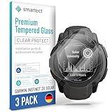 smartect [3 Stycken, Clear] Skärmskydd kompatibel med Garmin Instinct 2X Solar, HD Screen Protector i Härdat Glas 9H, Bubbelfri Installation, Anti-Fingeravtryck