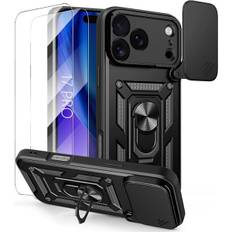 Coque til iPhone 17 Pro, Robust Beskyttelse med Kradsebestandigt Kamerahylster - Sort + 2 Hærdede Glas