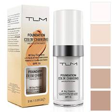 TLM Farbwechselnde Foundation, Concealer Abdeckung Makelloses Color Changing Foundation Warmen Hautton Grundierung, Feuchtigkeitsspendende natürlich Flüssige Make up Basis Nude Concealer mit SPF