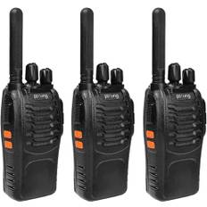 Pofung PT88E Walkie Talkie PMR446 Lizenzfreies Zwei-Wege-Radio, 16-Kanäle Long Range Walkie Talkies mit Ladestation und Ohrhörern (schwarz, 3-Pack)