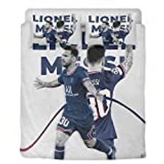 YEOL tonåring fotboll stjärna 3D sängkläder Messi mikrofiber påslakan, fotbollsklubb påslakanset 1 påslakan med dragkedjor och 2 kuvert örngott (E, 135 x 200/80 x 80 x 2)