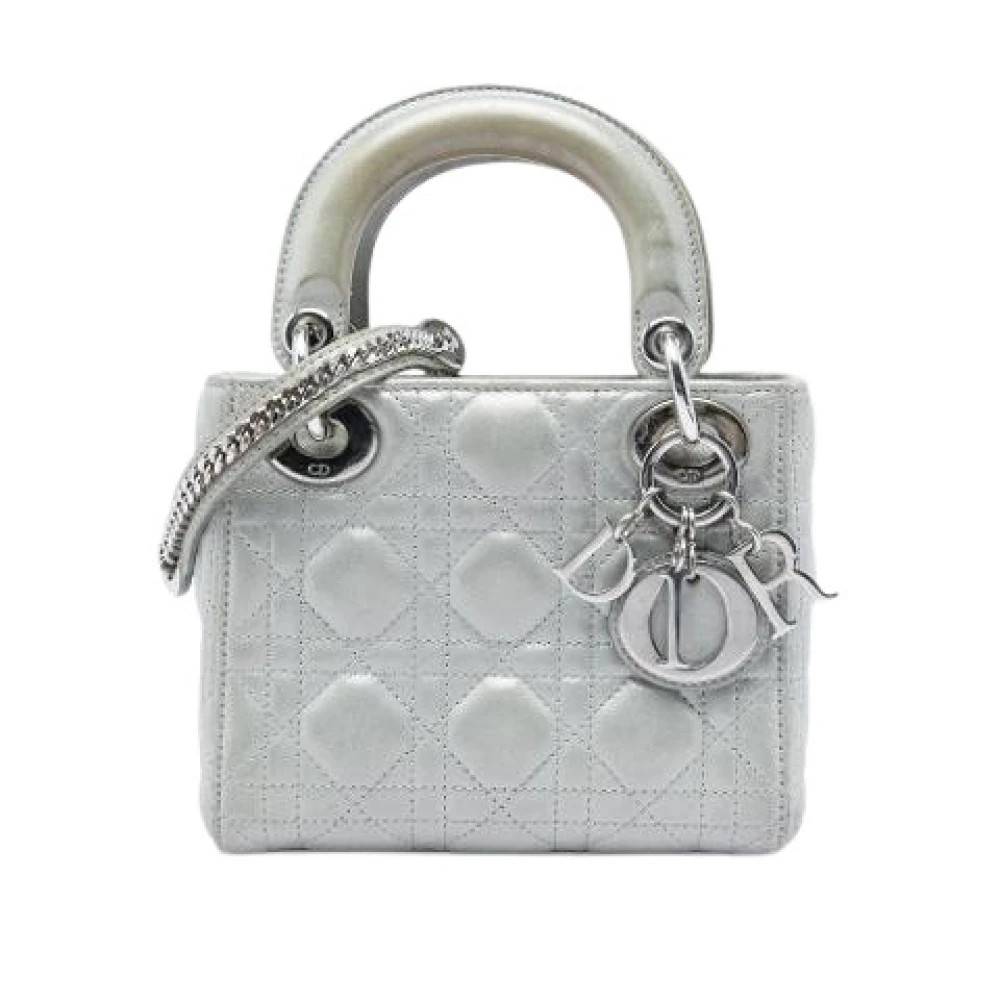 Dior Vintage Pre-owned Lady Dior Håndtaske - Vintage - Dame - Grå - ONE SIZE - Uld